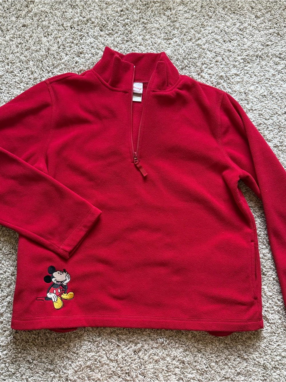 Vintage Disney Mickey Mouse Red Fleece Quarterzip Pullover